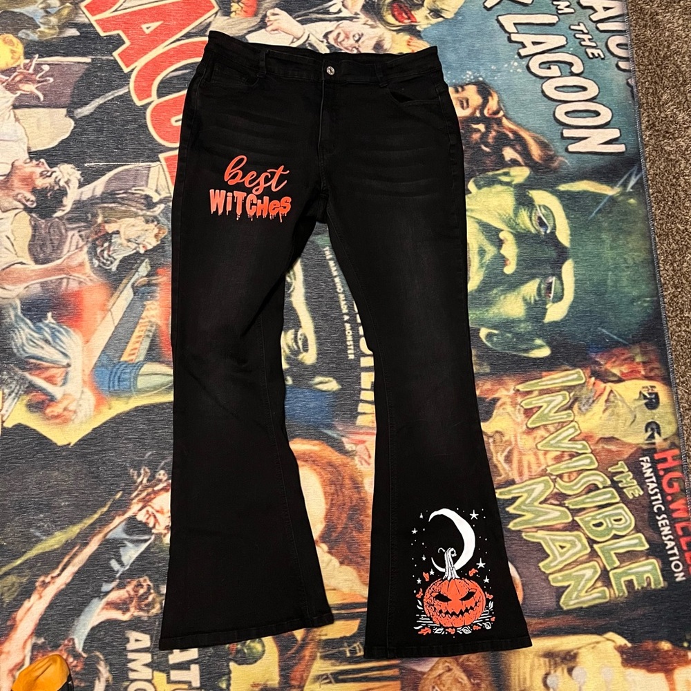 Black Halloween Themed Women's Jeans
